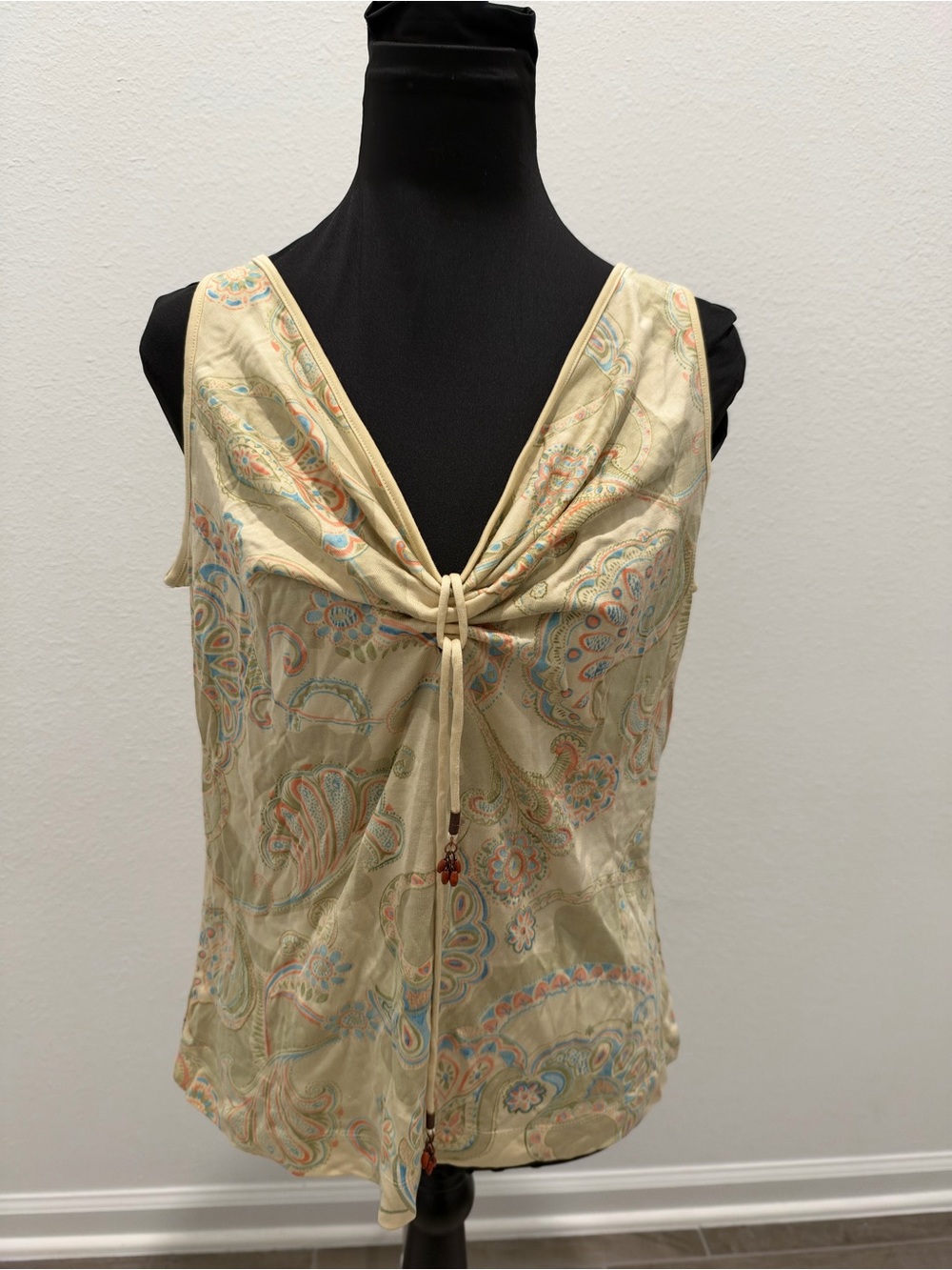 Tommy Bahama Cream Paisley Tie-Front Camisole